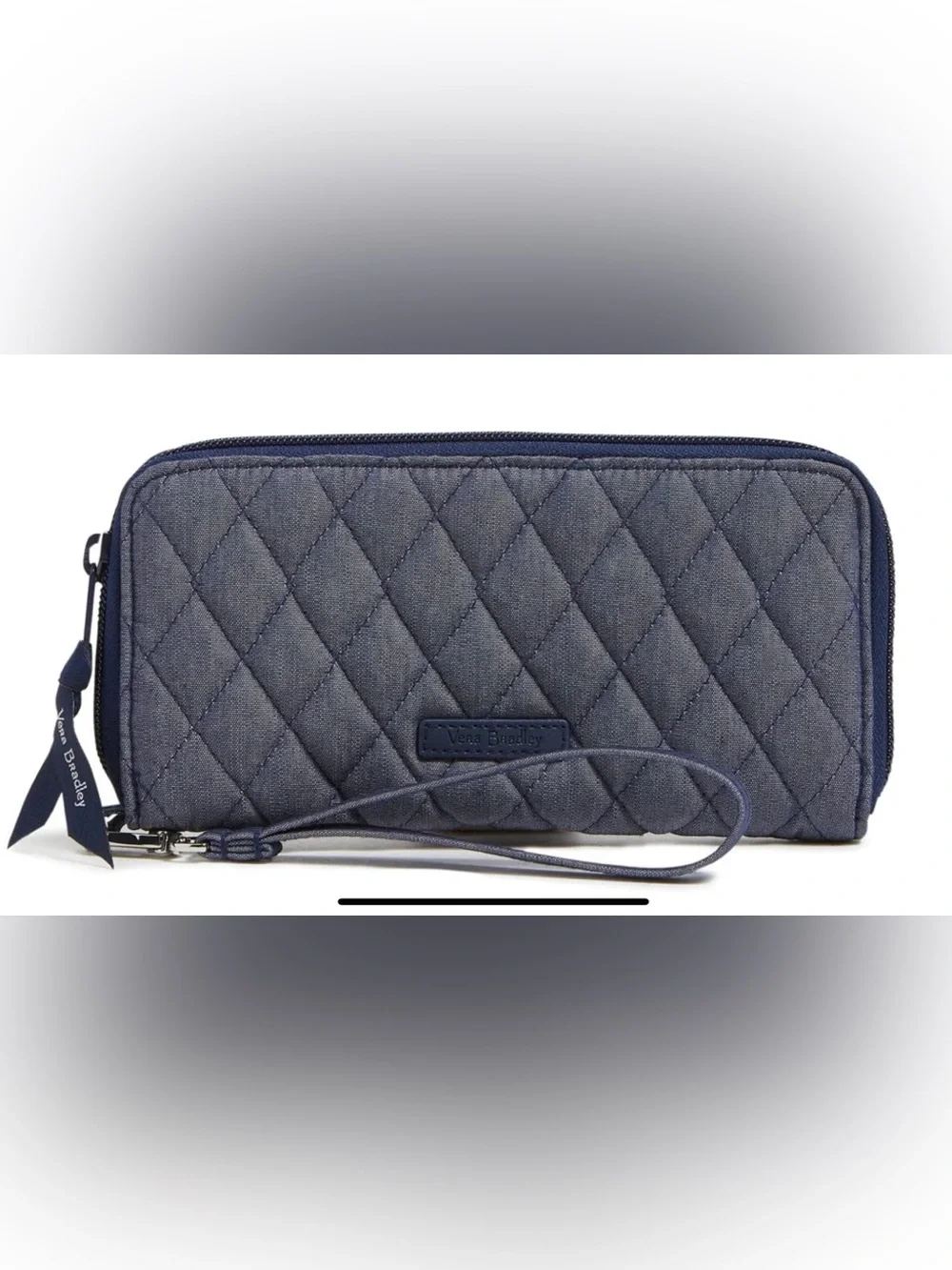 Vera Bradley Denim RFID Accordion Wristlet Wallet in Moonlight Navy NWT - Picture 2 of 3